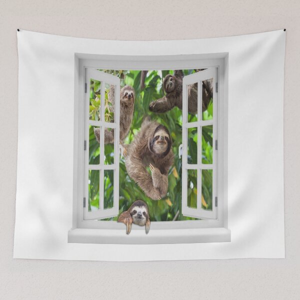 Item preview, Cute Sloths Clim The Tree Through The Window designed and sold by JakeGoodwin.