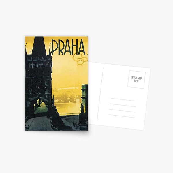 Prague, Czech Republic, vintage, small sticker, Postcard