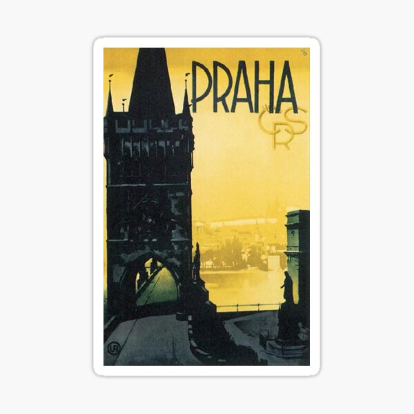 Prague, Czech Republic, vintage, small sticker, Sticker