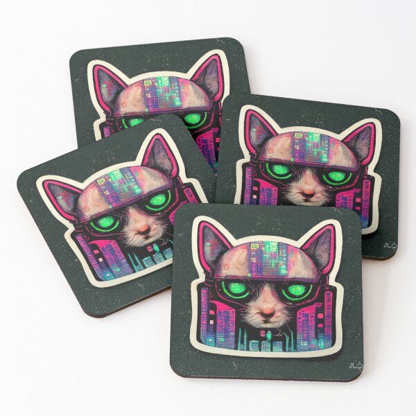 Item preview, Cypberpunk Cat Warrior V7 designed and sold by thelofidragon.