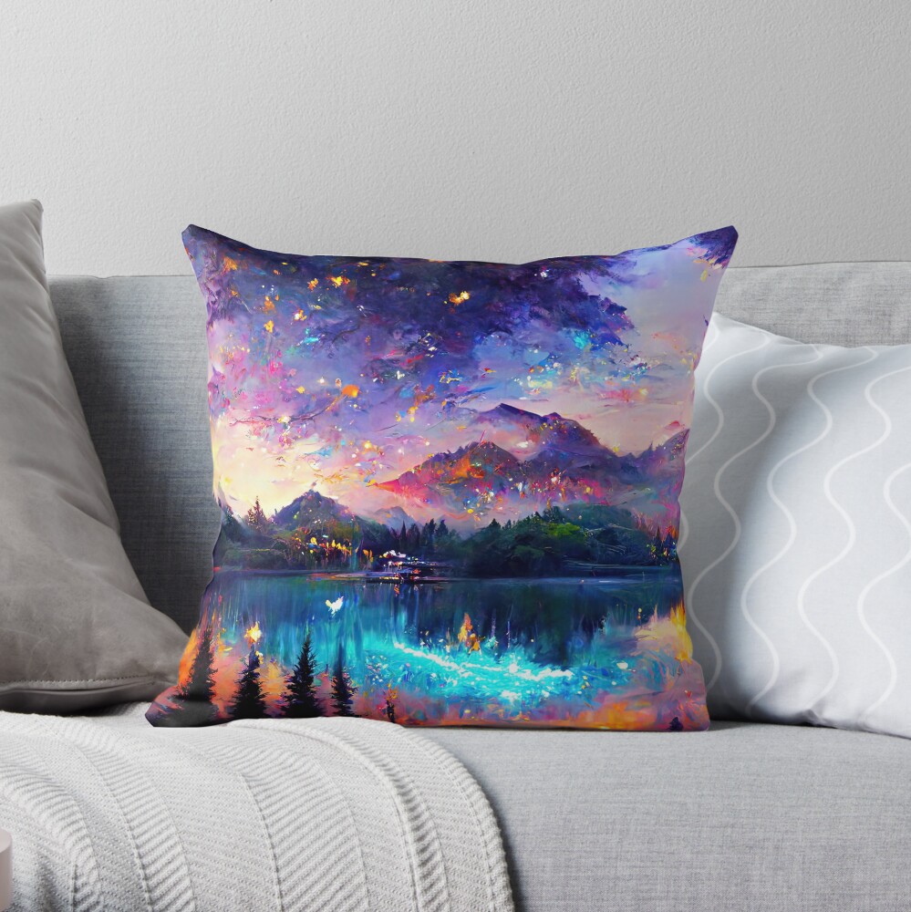 Fae Realm Alpine Lake Throw Pillow