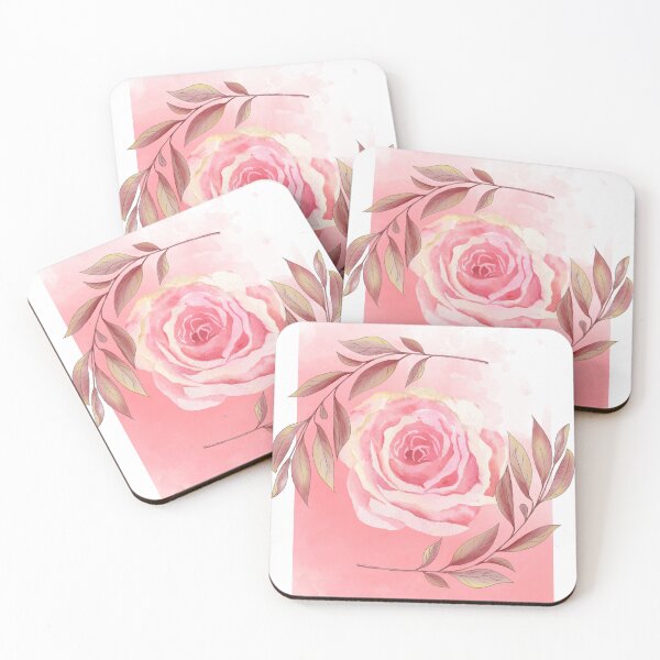 Item preview, Watercolour Pink Rose Flower Art With Leaves:  designed and sold by LifeAndWonder.