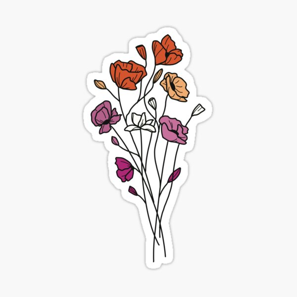 subtle lesbian pride flowers Sticker