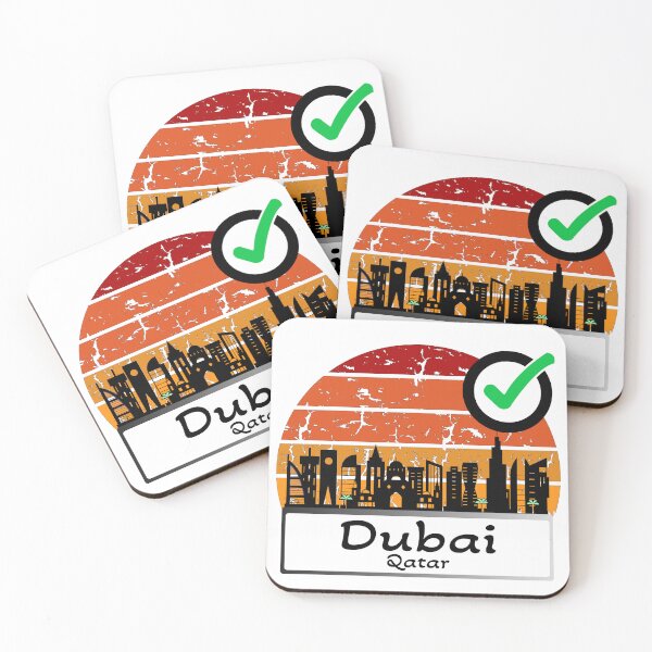 Item preview, Dubai Qatar skyline vintage Color 2 designed and sold by WhereIsTravis.