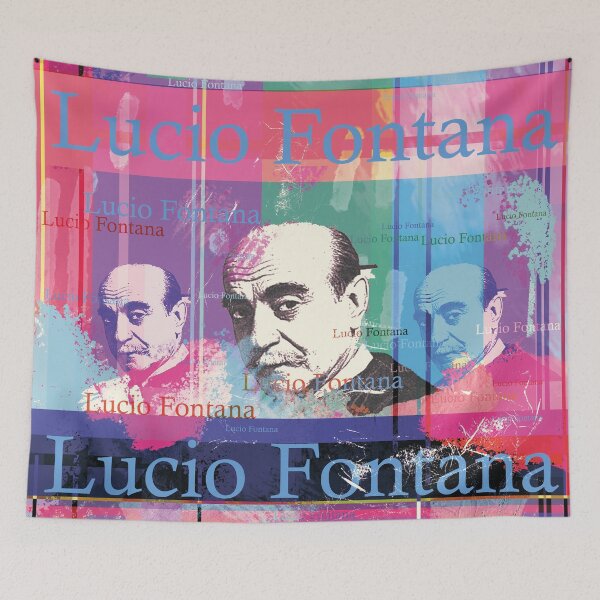 Item preview, Lucio Fontana portrait, aesthetic collage designed and sold by Mauswohn.