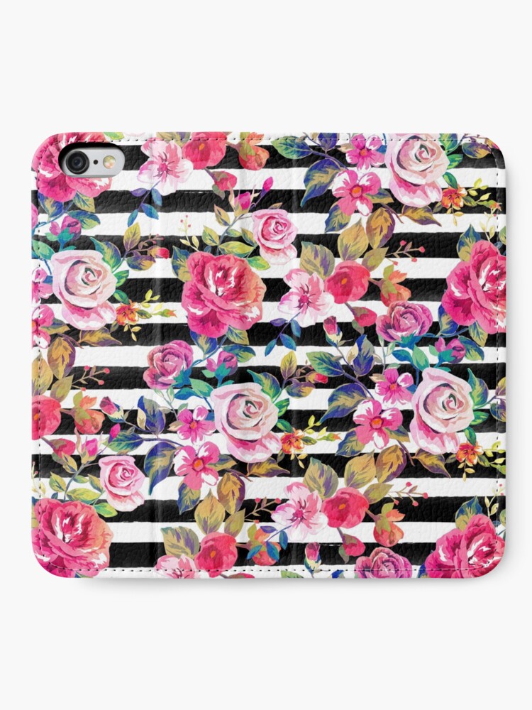 Alternate view of Cute spring floral and stripes watercolor pattern iPhone Wallet
