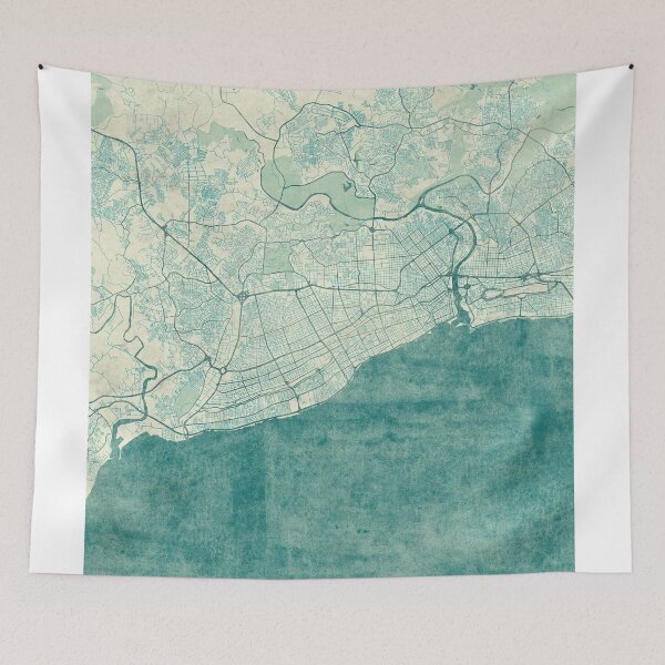 Item preview, Santo Domingo Map Blue Vintage designed and sold by HubertRoguski.