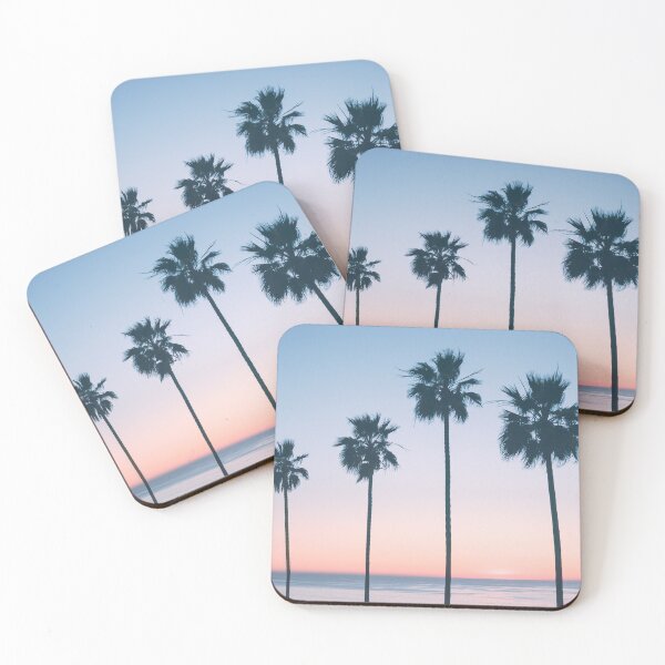 Item preview, Palm Tree Silhouettes Pink and Blue Tropical Sunset designed and sold by Wild Afterglow.