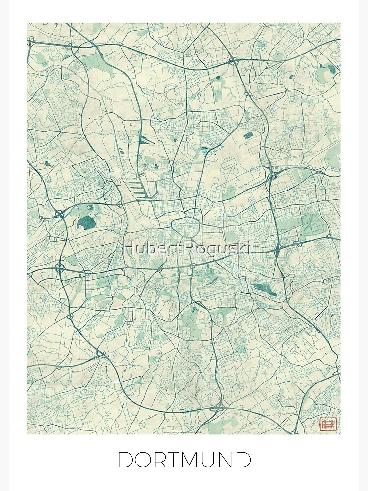 Thumbnail 3 of 3, Poster, Dortmund Map Blue Vintage designed and sold by HubertRoguski.