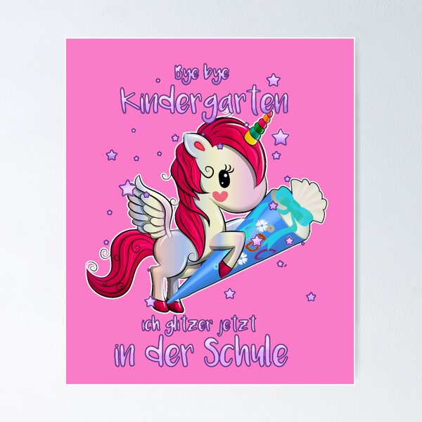 Süsses Einhorn Einschulungs T-Shirt Poster