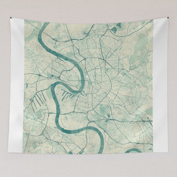 Item preview, Dusseldorf Map Blue Vintage designed and sold by HubertRoguski.