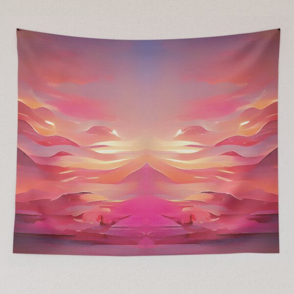 Item preview, Pink Blue Sunset Painting  designed and sold by Unaiza Khalid.