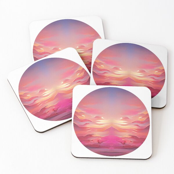 Item preview, Pink n Blue Sunset Painting - cicular designed and sold by Unaiza Khalid.