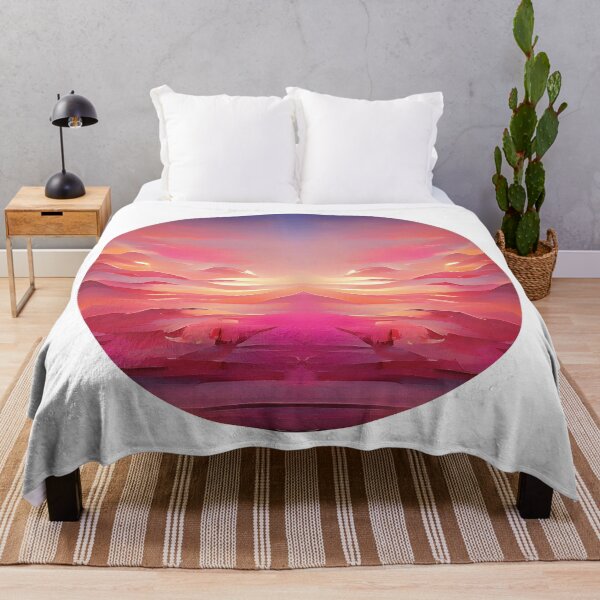 Item preview, Pink n Blue Sunset Painting - cicular designed and sold by Unaiza Khalid.