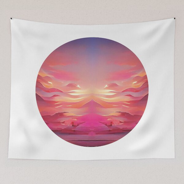 Item preview, Pink n Blue Sunset Painting - cicular designed and sold by Unaiza Khalid.
