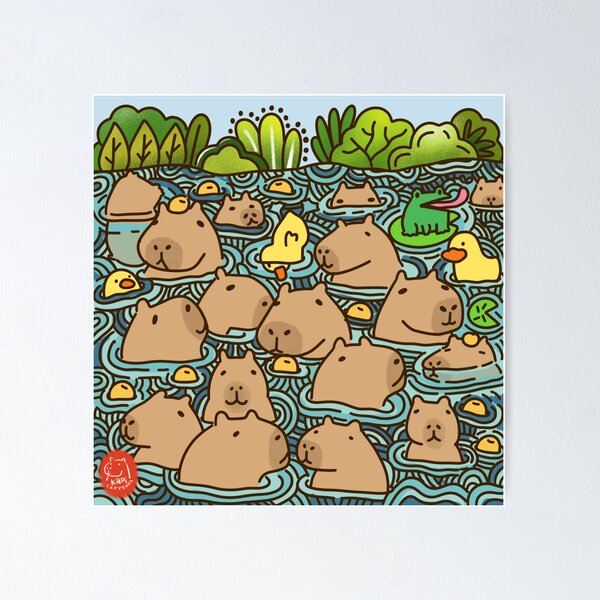 Item preview, A pond full of capybara designed and sold by KapiCapybara.
