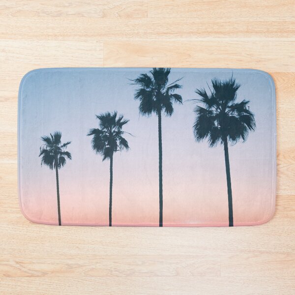 Item preview, Palm Tree Silhouettes Pink and Blue Tropical Sunset designed and sold by Wild Afterglow.