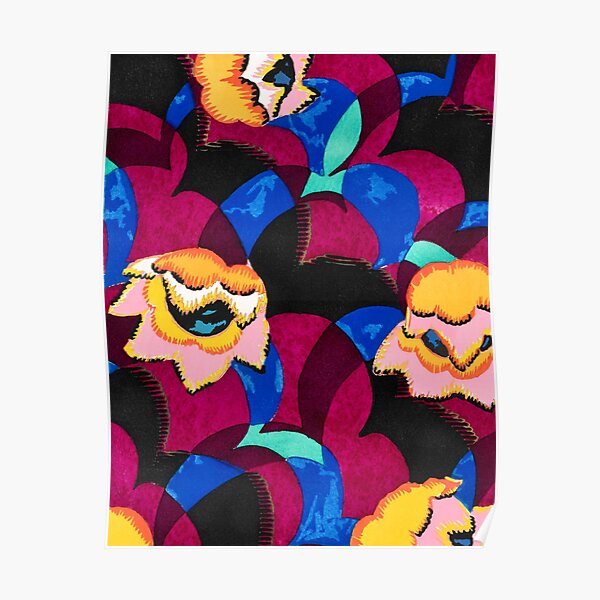 "Art Deco floral design " Poster for Sale by RegaliaStamps Redbubble