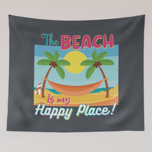 Item preview, The Beach Is My Happy Place palm trees smile designed and sold by MunsyArt.