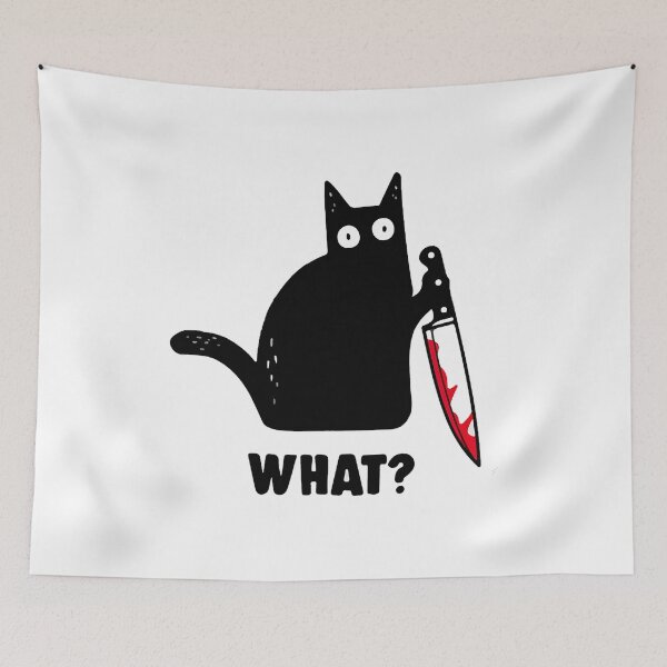 Item preview, Cat What Funny Black Cat Murderous Cat With Knife designed and sold by MalloWilli.