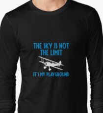 The Sky Is Not The Limit It's My Playground - Funny Airline Pilot Airplane Helicopter Flying Flyer Gift Long Sleeve T-Shirt