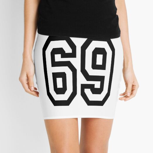 NUMBER 69. TEAM, SPORT, NUMBER, 69th, SIXTY NINTH, Soixante Neuf, Competition. Mini Skirt