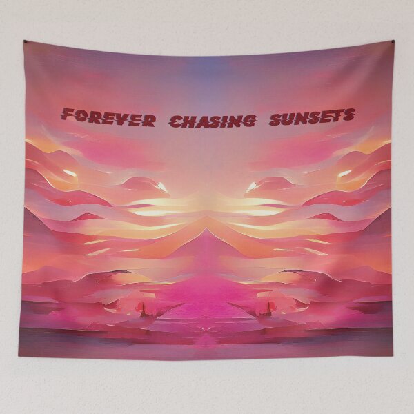 Item preview, Pink Blue Sunset Painting - Forever Chasing Sunsets designed and sold by Unaiza Khalid.