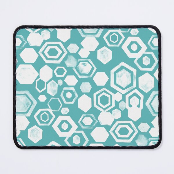 Item preview, Gouache Hexagons - White & Turquoise designed and sold by TigaTiga.