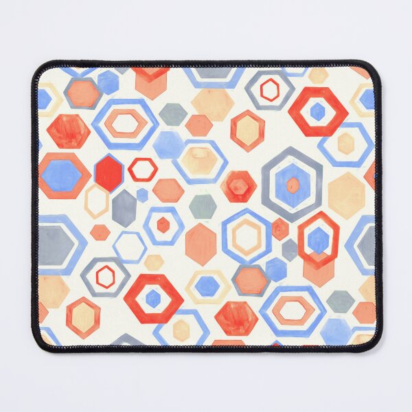 Item preview, Gouache Hexagons - Pastel Reds & Blues designed and sold by TigaTiga.