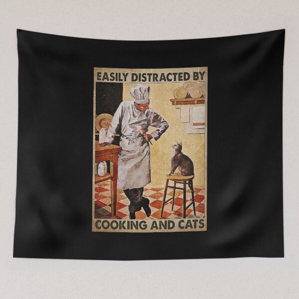 Item preview, Easily distracted by cooking and cats  designed and sold by sellexxf69.