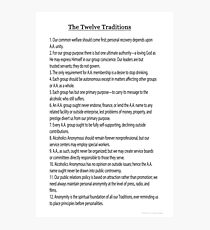 The 12 Traditions (12 Steps Also Available) Link Below in Artists Notes Photographic Print