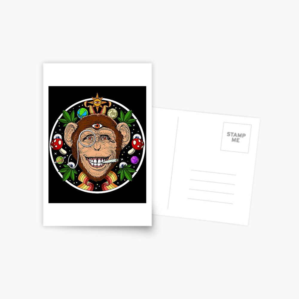 Psychedelic Monkey Stoner Postcard for Sale by Nikolay Todorov