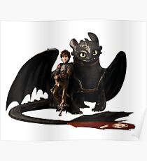 toothless with hiccup Poster