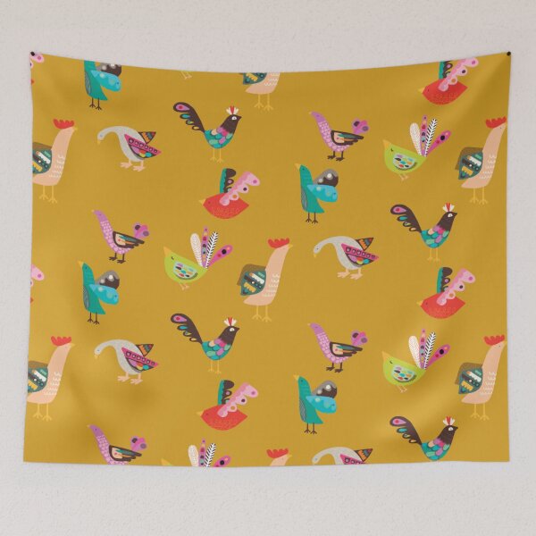 Item preview, orange birds colorful pattern  designed and sold by syeda noon.