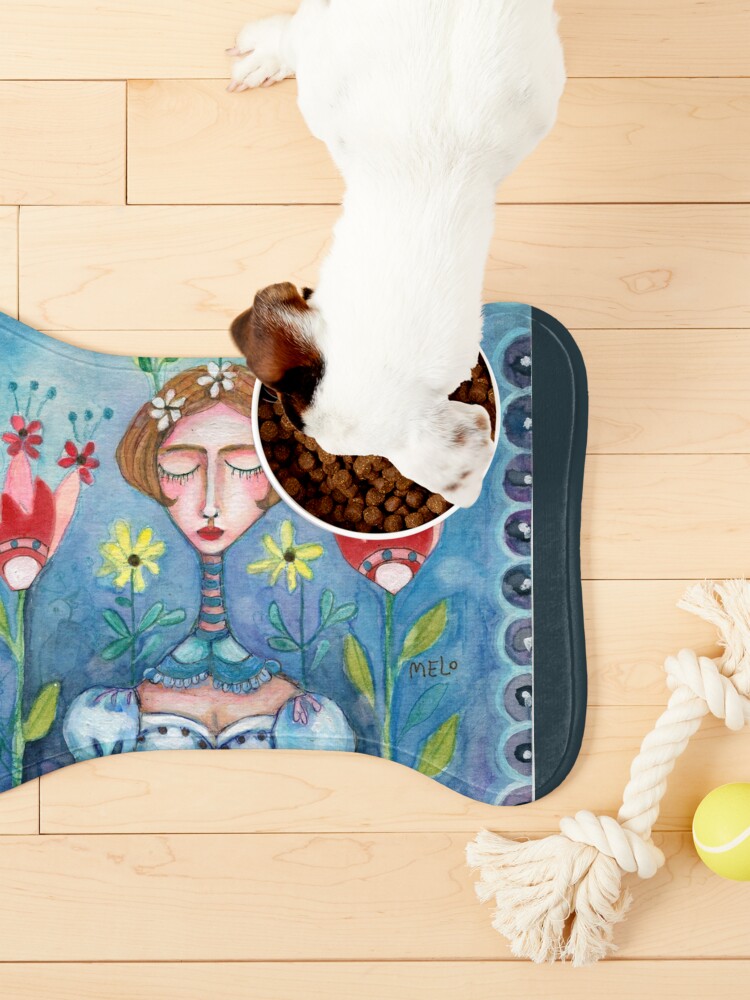 Alternate view of Girl Blue Frida Kahlo Floral Garden Plant Woman Meloearth Pet Mat