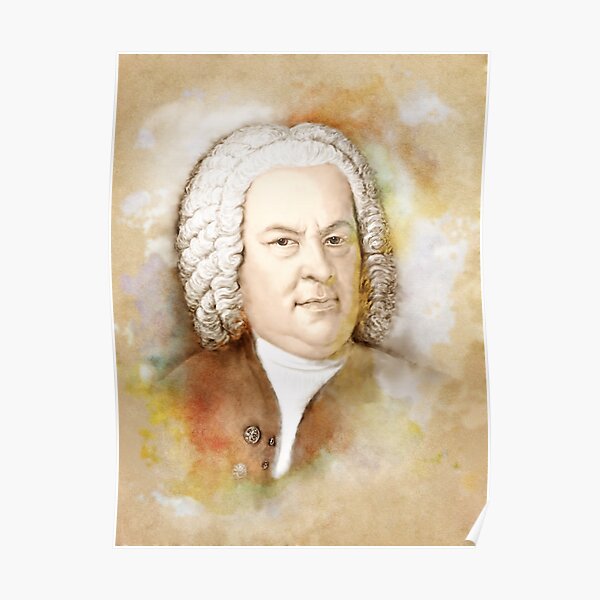 Johann Sebastian Bach im Aquarell Stil Poster