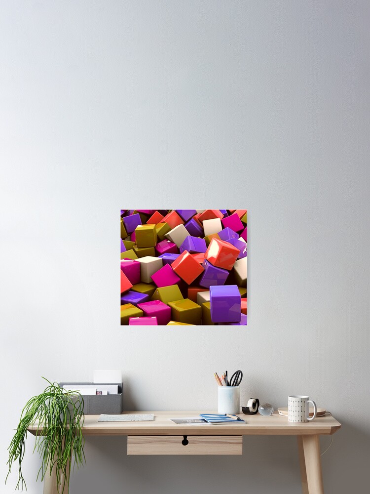 Thumbnail 2 of 3, Poster, Colorful cubes designed and sold by Gagilix.