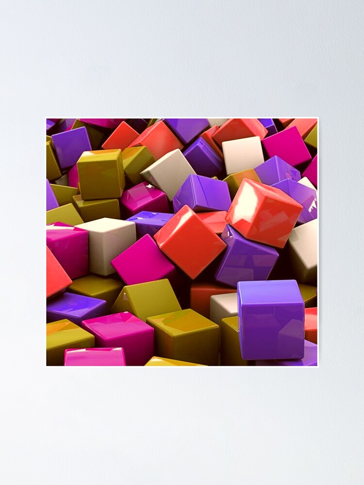 Thumbnail 1 of 3, Poster, Colorful cubes designed and sold by Gagilix.