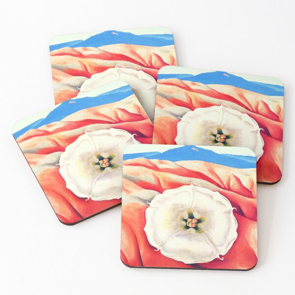 Item preview, Red hills and white flower art by georgia O'keeffe classic drawing  designed and sold by Golido.