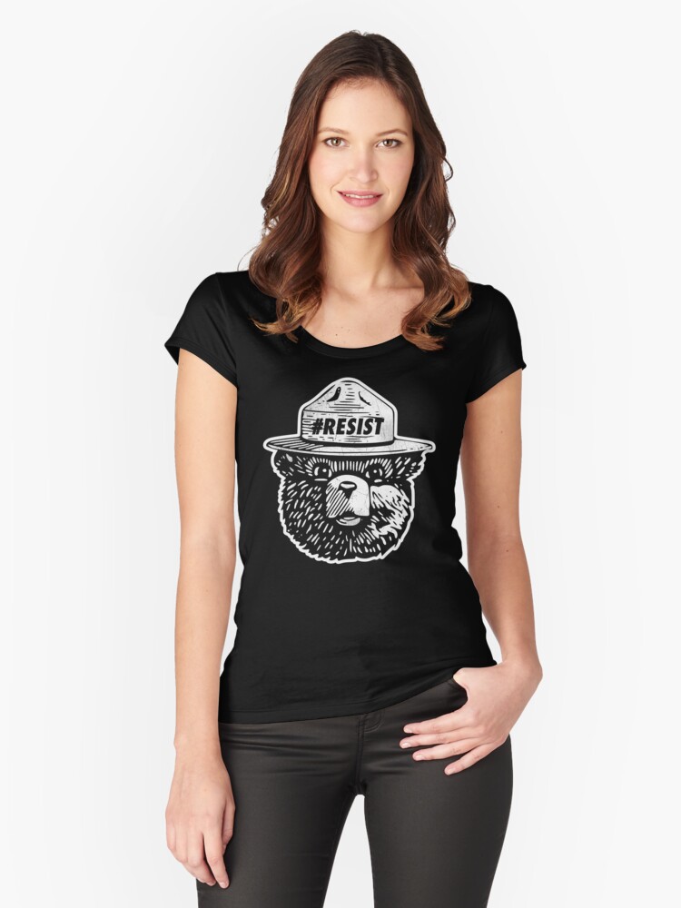 Thumbnail 1 of 3, Fitted Scoop T-Shirt, Alt National Park Service Resist Bear designed and sold by japdua.