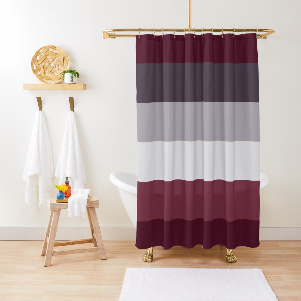 Trendy Winter Colors Ombre Grey Burgundy red plum stripes Shower Curtain