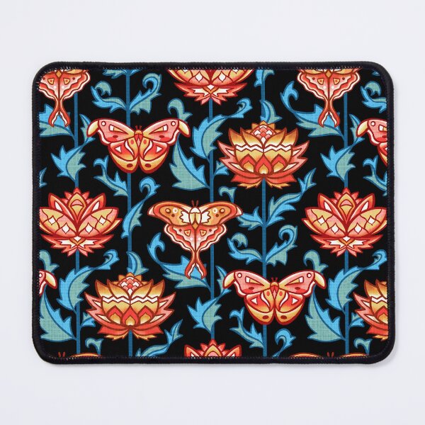 Item preview, Mid-Century Moth Damask - Moody Midnight designed and sold by TigaTiga.