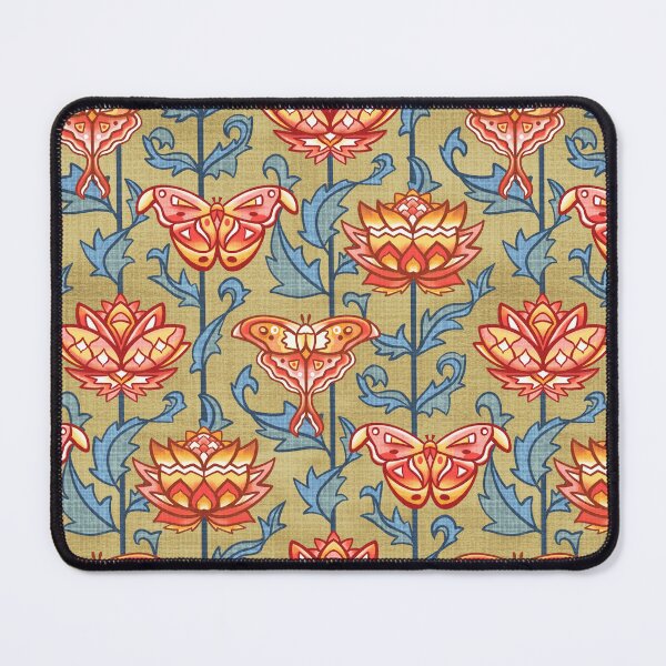 Item preview, Mid-Century Moth Damask On Golden Brown designed and sold by TigaTiga.