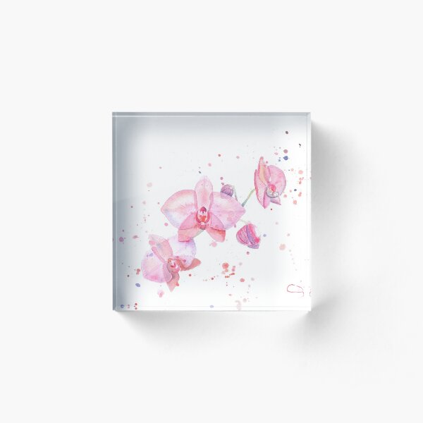 Fleurs d'orchidée à l'aquarelle Bloc acrylique