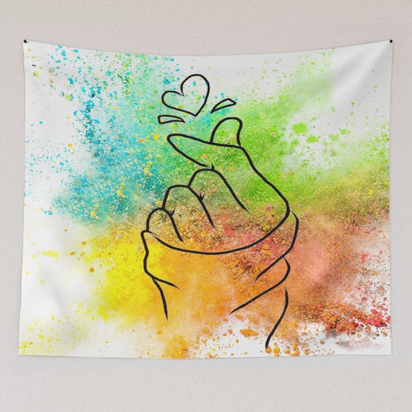 Item preview, Splash Of Colors With Korean Hand Heart Love Gesture-Korean Hand Love Heart designed and sold by universegrace.
