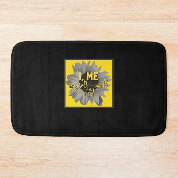 Item preview, I, Me, Myself-Worth A Lot - Sunflower and a sunny yellow background. (Black Edition) designed and sold by Heal with  Sumit.
