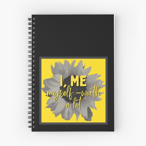Item preview, I, Me, Myself-Worth A Lot - Sunflower and a sunny yellow background. (Black Edition) designed and sold by Heal with  Sumit.
