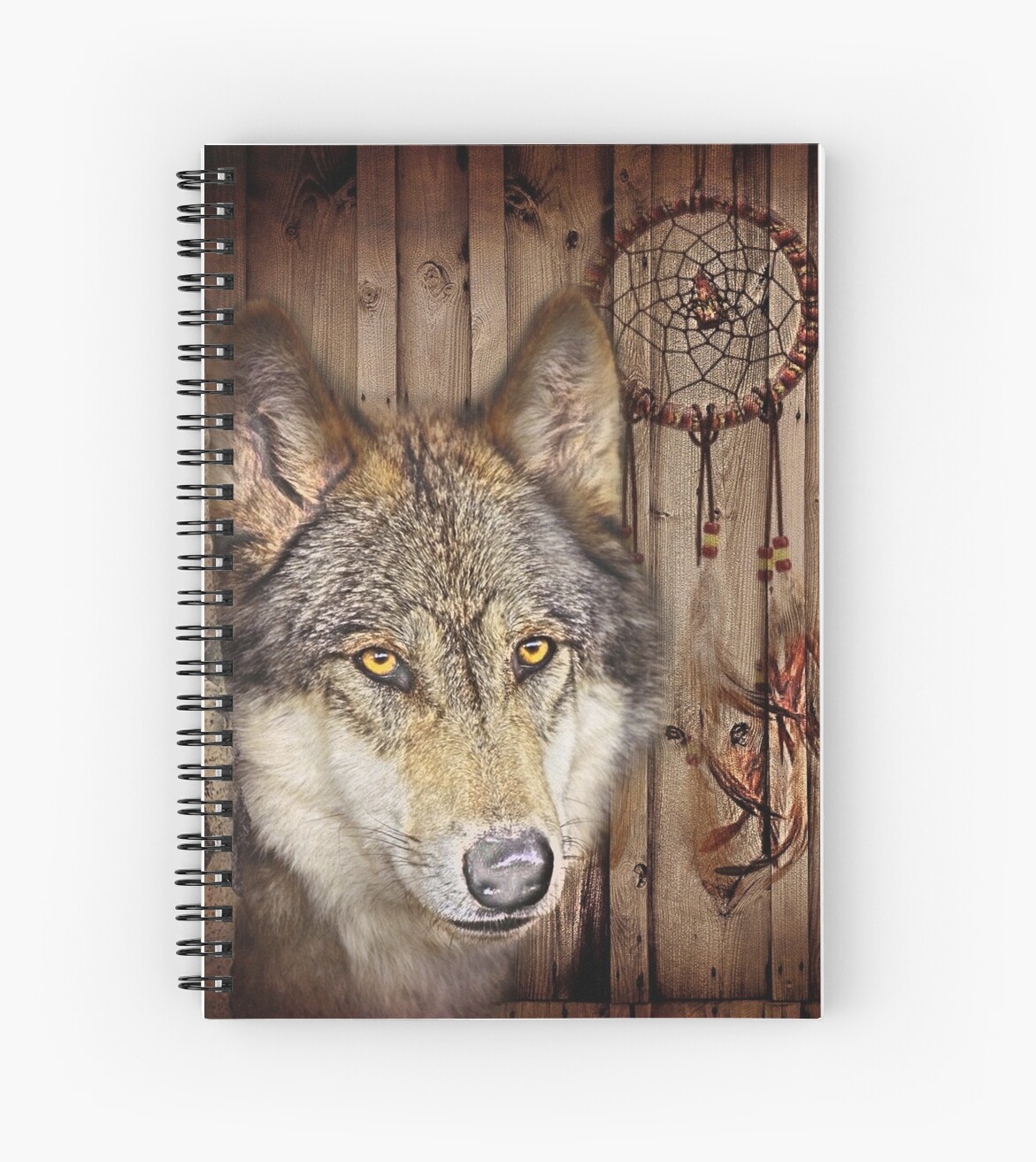 WOLF IN SNOW DREAM CATHER with feathers 18 IN dreamcather wild animal new WOLVES