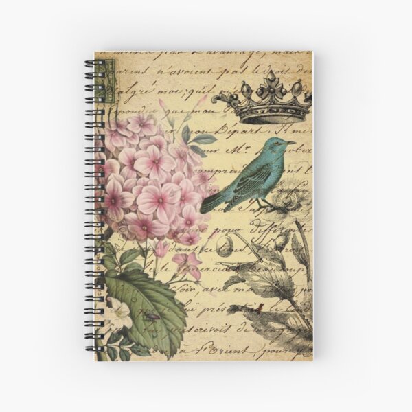 vintage paris hydrangea floral botanical art Spiral Notebook