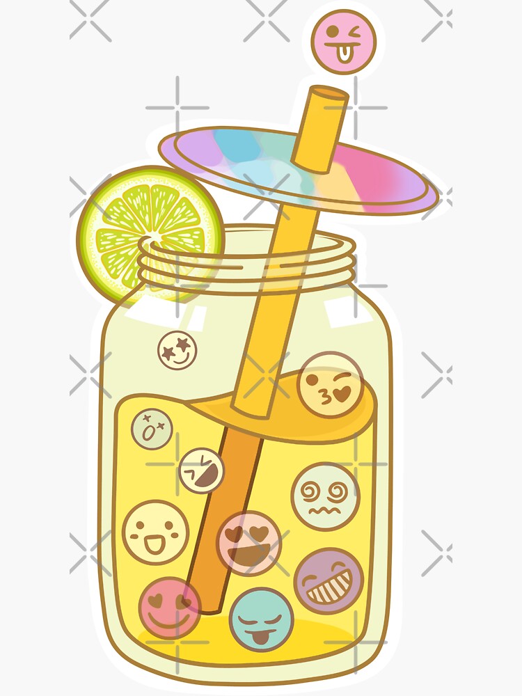 "Emoji Drink, Tea Bubbles, Emoji Mix, Lemonade" Sticker for Sale by